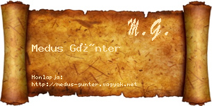 Medus Günter névjegykártya
